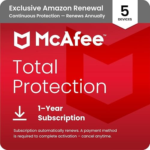 McAfee Total Protection 2026 Antivirus Software for 5 Devices | Auto-Renews