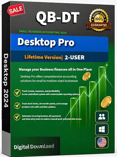 Quick-Book Desktop "Pro" Plus 2024 Windows PC | 2-User License | Lifetime Version | NO DVD | Amazon Message Delivery (Instant Download)