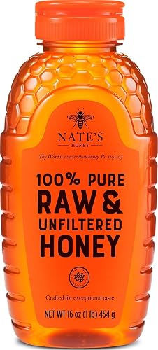 Nate's 100% Pure, Raw & Unfiltered Honey- 16 oz. Squeeze Bottle | 100% Pure, Raw & Unfiltered - Award-Winning Taste