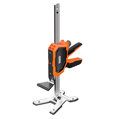 Klein Tools 77000 Heavy-Duty Construction Jack, 350-Pound Capacity, 10-Inch Lift Range, Drywall Lift Tool, Hands-Free Lifting, Clamping Capable, Non-Marring Foot Pads