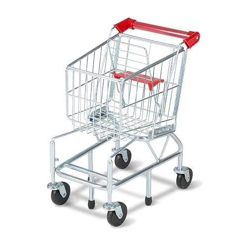 Melissa & Doug Toy Shopping Cart | Metal Grocery Cart, Pivoting Wheels, Folding Seat for Dolls, Pretend Play Grocery Toy, Preschool Toys for Kids, Ages 3+