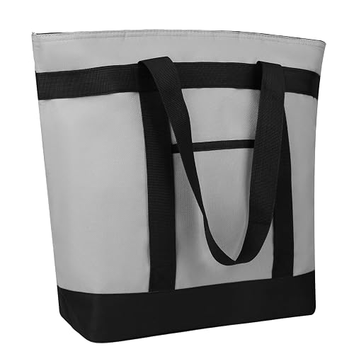 CIVJET Insulated Reusable Tote Bag for Grocery Shopping for Women/Men, Pizza/Food Delivery Bag to Keep Food Cold/Hot for Uber Eats/Doordash/Grubub, Cooler Bags for Travel/Beach/Picnic, Cooler Bag,Grey