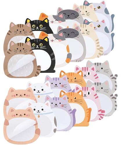 Mr. Pen- Bulk Cute Cat Sticky Notes, 24 Pads, 720 Sheets | Animal Sticky Notes, Cartoon Memo Pads, Self-Stick Note Pad for Office, School, Home, Study & Organization
