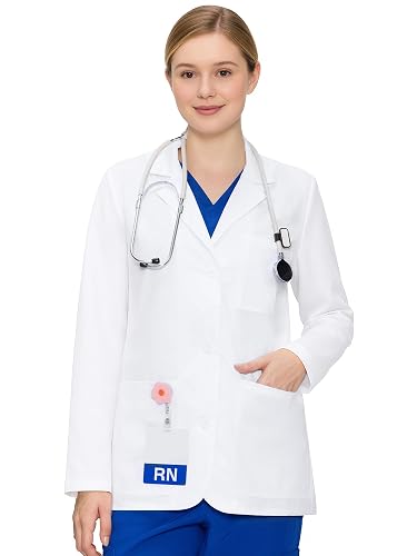 COZY SCRUBS Lab Coat for Women, Lab Jacket Long Sleeve, White | 3 Pockets, Clinic Layer, For Students, Doctors, Lab Work, Rounds, Workwear Layer, Costume, Previously COZYFIT