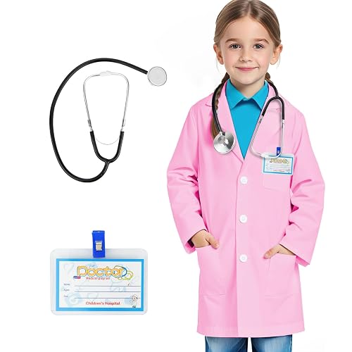 COTATERO Doctor Lab Coat for Kids with Accessories,Scientist Role Play Career Day Costume for Boys Girls Age 3-12