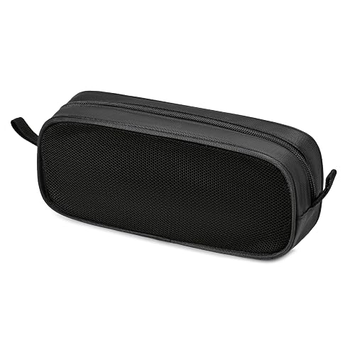 Black Nylon Mesh Zipper Electronics Accessories Pouch Cable Organizer Case | Travel Organizer Case for Computer,Laptop Mouse,Power Bank,USB, Adapter,Charger,Cellphone and Cosmetic