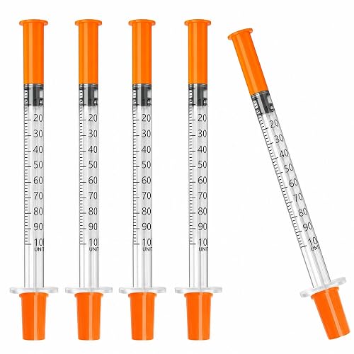 U-100 Syringes with Needle, 1ml 31 Gauge 5/16" (8mm), Pack of 100 | Disposable, Sterile, Lab Supplies, Individual Package