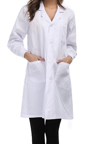 Taylor Eddie Women White Lab Coat Long Sleeve Medical Professional labcoat | Student Science Classroom Lab Work Workwear Costume