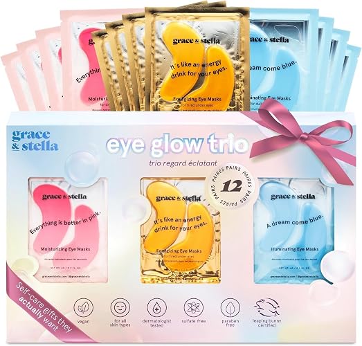 grace & stella Under Eye Patches Eye Masks for Puffy Eyes and Dark Circles | Gifts for Women, Bridesmaids, Birthdays, Bachelorette Party, Self Care Gifts for Women - Vegan Cruelty-Free (12 Pairs)