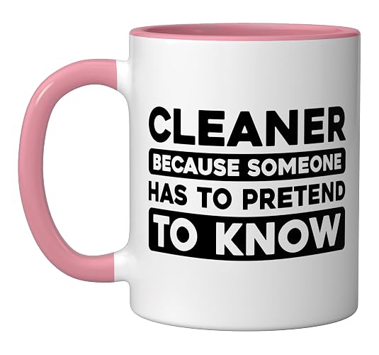 Cleaner Housekeeping Janitorial - Sanitation Cleaner Ceramic Mug, Pink/White