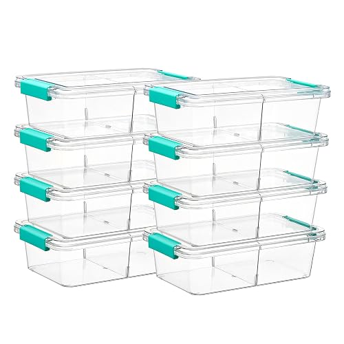 Vtopmart 8 Pack Clear Pencil Box with Removable Divider, BPA-Free Plastic Storage Containers for Pens, Pencils, Crayons, Markers, Craft Supplies and Small Items
