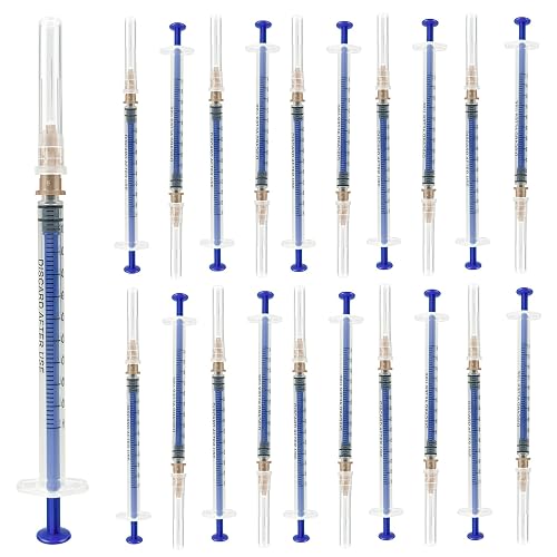 100 Pack 1ml Syringe with 26Ga Needle,Disposable Individually Packaging Plastic Syringe for Scientific Labs, Industrial, Animal and Pet Supplies