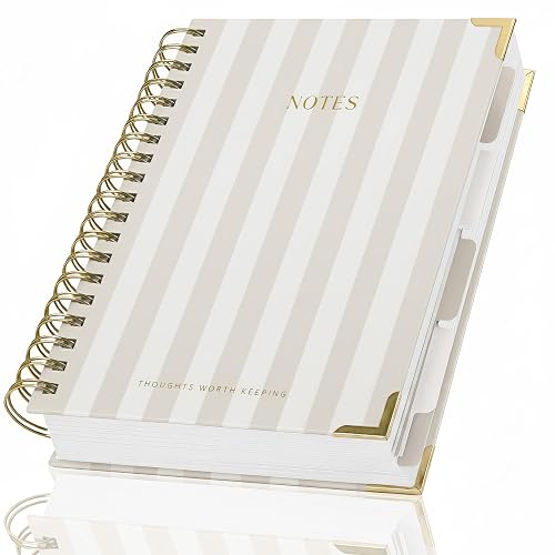 Aesthetic Thick Spiral Notebook With Tabs - Journal For Women Size B5 | College Ruled Note Book with 300 Lined Pages and Dividers - Perfect for Writing and Staying Organized at Work or School