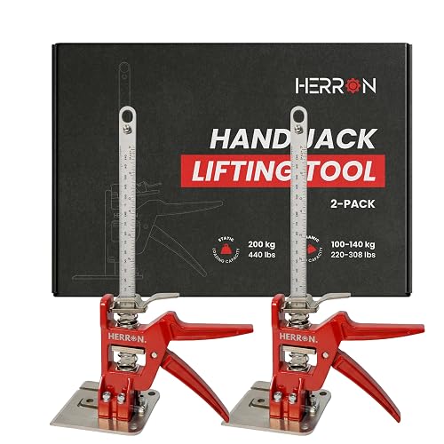 HERRON Labor Saving Arm Jack 2-Pack, 440 lbs Cabinet Lifter, 6 inch Lift | Built-in measuring scale, all-steel construction, one-hand pump operation, for cabinets, doors, drywall and flooring