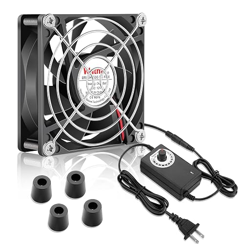 Wathai 80mm Small Computer Cooling Fan with AC Plug 110V 120V 220V 240V | 80 mm Small Electric Plug in Case Fan, Corded Mini Square Ventilator Blower for Outdoor Greenhouse Terrarium.