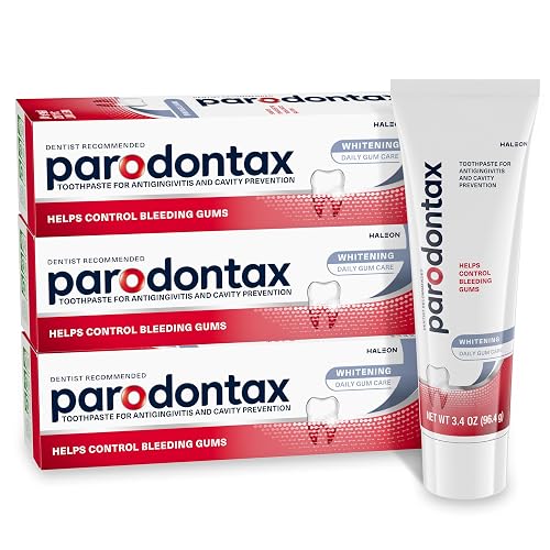 Parodontax Teeth Whitening Toothpaste, to Help Bleeding Gums, 3.4 Oz x 3 | Helps Remove Plaque And Kills Plaque Bacteria, Helps Prevent Bleeding Gums
