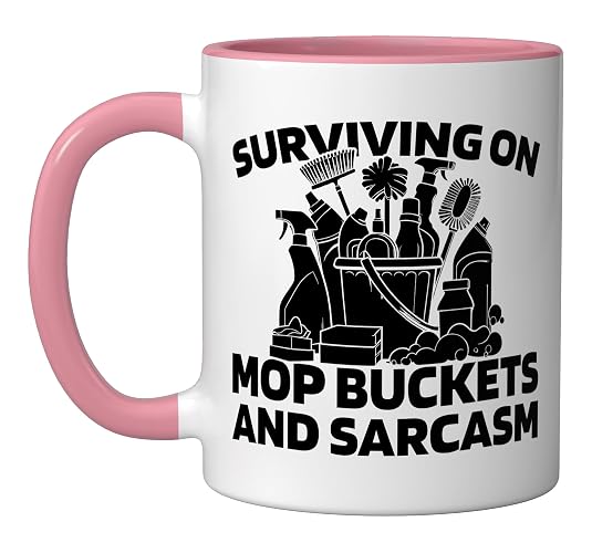 Cleaner Housekeeping Janitorial - Sanitation Cleaner Ceramic Mug, Pink/White
