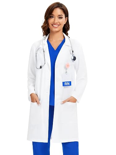 COZYFIT Lab Coat for Woman, Medical Coat with 3 Pockets | Relaxed Fit, Long Sleeve Layer, Clinic Coat Design, For Students, Doctors, Lab Work, Daily Rounds, Workwear, Costume