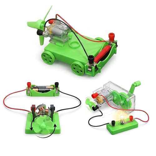 Physics Science Lab Learning Circuit kit, Electricity Experiment Set,DIY DC Electrical Motor Model Wind Powered Carts Building Circuits for Kids Junior Senior High School Students (1 Set)