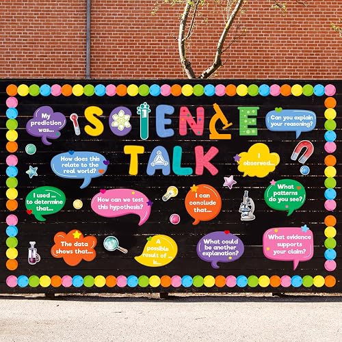 Fancy Land Science Bulletin Board Set for Classroom Decoration Science Talk | Interactive Scientific Discourse Cutout Kit for Elementary Middle School Chalkboard Home Office Wall Door Decor 79 Pieces