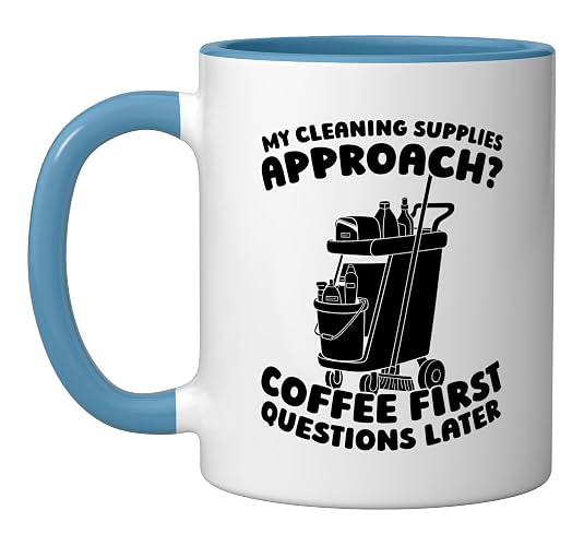 Cleaner Housekeeping - Sanitation Janitorial Cleaner Ceramic Mug, Blue/White
