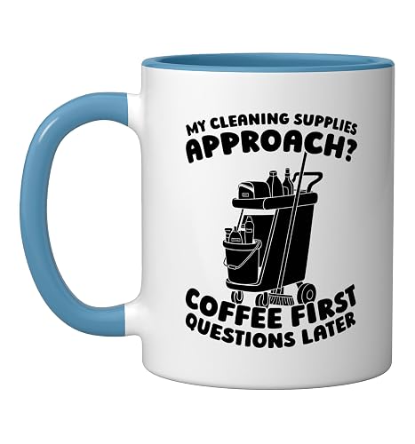 Cleaner Housekeeping - Sanitation Janitorial Cleaner Ceramic Mug, Blue/White