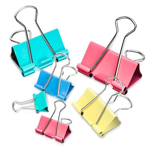 Binder Clips - Assorted Sizes 100 Count, X Large, Large, Medium, Small, Mini Paper Clamps Combination, Suitable for Office Supplies, Home, and School Use