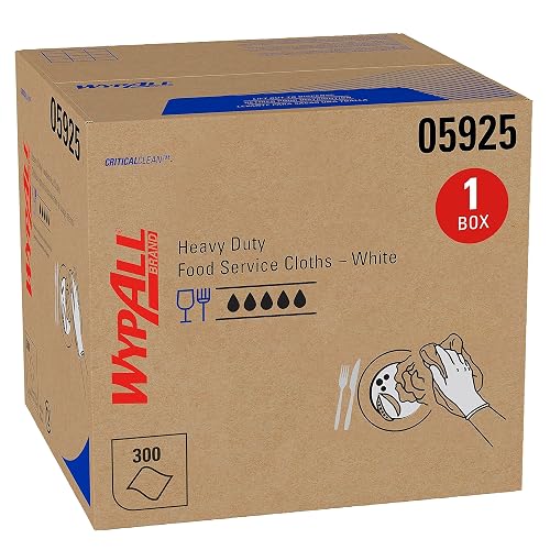 WypAll CriticalClean Heavy Duty Foodservice Wipes, 300 Towels (05925) | Quarterfold, White Towels, 12.5" x 23.5" Sheets, Thick & Durable, Heavy Duty Performance