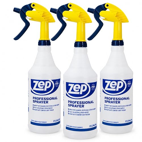 ZEP Professional Sprayer Bottle, 32 oz, Pack of 3, HDPRO1 | Adjustable Nozzle, Fine Mist or Powerful Spray, Refillable for Diluted Concentrate