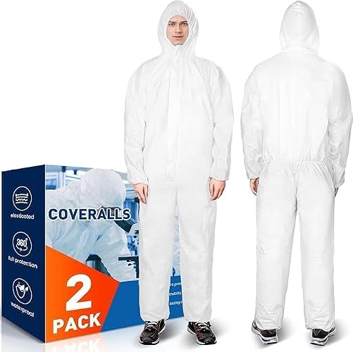 CAREGY 2 Pack/25 Pack Hazmat Suits Disposable Protective Coveralls | Heavy Duty Full Body Painters Suit for Men & Women