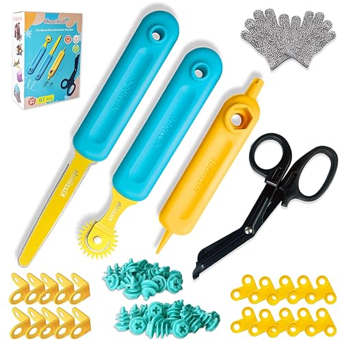 Kizzikids Cardboard Tools for Kids, Safe Cutter STEM Construction Kit | 87 PCS, Hands-On Learning, Creative Projects, Screen-Free Play, Family Fun, Classroom Activities, Ages 5+