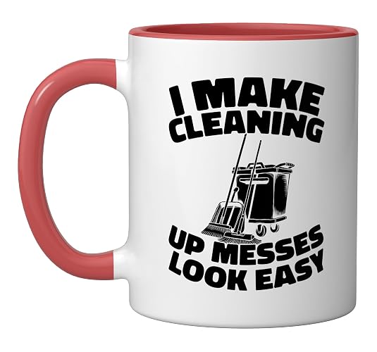 Cleaner Housekeeping Janitorial - Sanitation Cleaner Ceramic Mug, Red/White