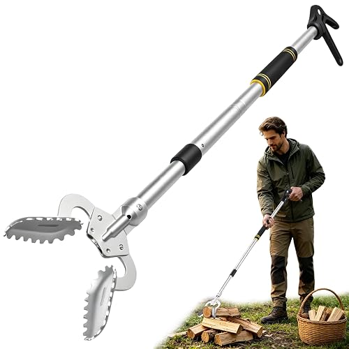 53-inch Foldable Aluminum Alloy Heavy-Duty Grabber, Suitable for use as Barbecue Tongs firewood Tongs and a Trash Grabber Features a Wide-Mouth Head Foam Grip, and Nylon Handle Sturdy and Durable