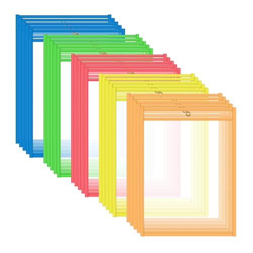 C-Line Neon Stitched Shop Ticket Holders, Assorted Neon Colors, 9 x 12 Inches, 25 per Box (43910)