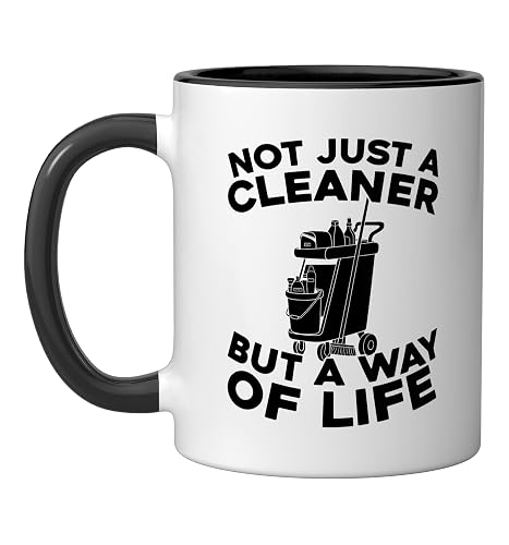 Cleaner Housekeeping - Janitorial Sanitation Cleaner Ceramic Mug, Black/White