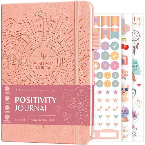 Legend Positivity Journal, Gratitude, Mental Health, Self-care Light Pink | Guided daily affirmation journal with prompts for women and men, mental-health, reflection for a positive routine