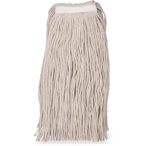 SPARTA Flo-Pac Cotton Mop Head, Cut-End, Narrow Band with White Band for Organized Cleaning, 36 Inches, Tan, (Pack of 12)
