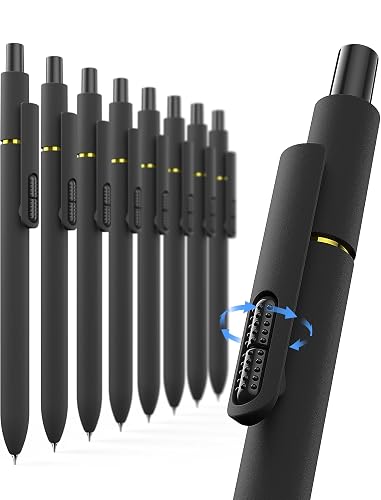 Hiacry 8 Pcs Gel Pens, Quick-Dry Long Lasting Black Ink-0.7mm Fine Point | Smooth Long-Lasting Ink Pens, Stress Relief , No Smear, No Bleed, Journaling, Note Taking ,School Office, Gifts for Men Women