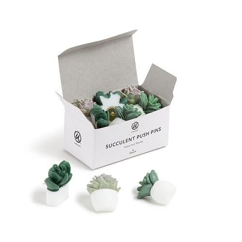 U Brands Succulent Push Pins Set, 9 Count, Three Assorted Styles